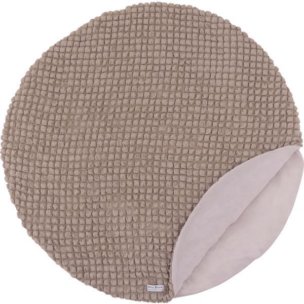 冷感ラウンドサンドクッション グレー アイボリー ピンク 約W100×D100 接触冷感 ポップコーン生地 グレー クッション かわいい おしゃれ 韓国インテリア 北欧風 北欧 もちもち 夏 ひんやり ニュアンスカラー くすみカラー ラウンド 丸型 丸 円形 直径100cm ポコポコ生地 ポコポコワッフル生地 ワッフル生地 azu-glk-203の画像