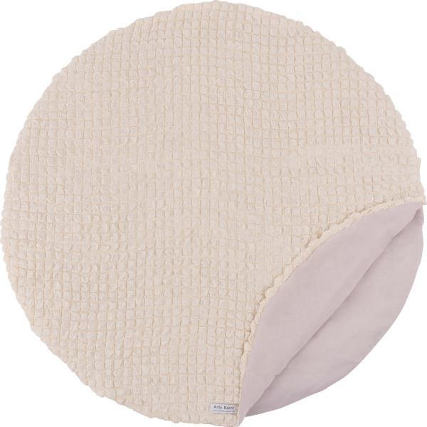 冷感ラウンドサンドクッション グレー アイボリー ピンク 約W100×D100 接触冷感 ポップコーン生地 グレー クッション かわいい おしゃれ 韓国インテリア 北欧風 北欧 もちもち 夏 ひんやり ニュアンスカラー くすみカラー ラウンド 丸型 丸 円形 直径100cm ポコポコ生地 ポコポコワッフル生地 ワッフル生地 azu-glk-203の画像