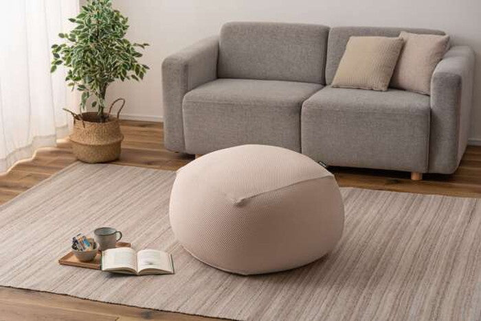  ビーズクッション ベージュ グレー 約W67×D67×H41 ビーズクッション ビーズソファ フロアチェア クッション マイクロビーズ カバーリング仕様 カバーリング 1人掛け おしゃれ シンプル 軽量 軽い リビング おうち時間 フィット感 くつろぎ リラックス リラックスタイム 完成品 ベージュ azu-glk-601の画像