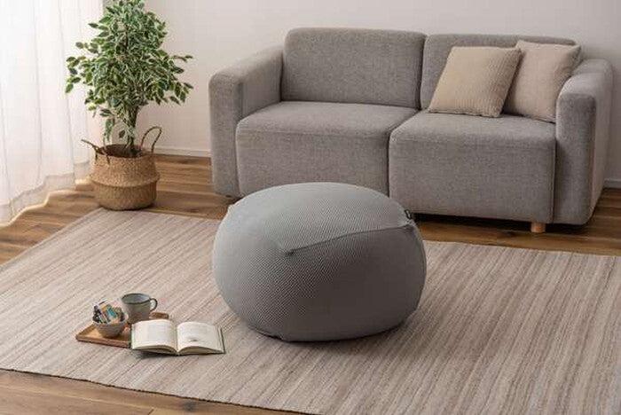  ビーズクッション ベージュ グレー 約W67×D67×H41 ビーズクッション ビーズソファ フロアチェア クッション マイクロビーズ カバーリング仕様 カバーリング 1人掛け おしゃれ シンプル 軽量 軽い リビング おうち時間 フィット感 くつろぎ リラックス リラックスタイム 完成品 ベージュ azu-glk-601の画像