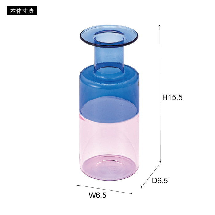 ガラスベース ブルー＆ピンク グリーン＆オレンジ イエロー＆ブルー W6.5×D6.5×H15.5  azu-grs-26の画像