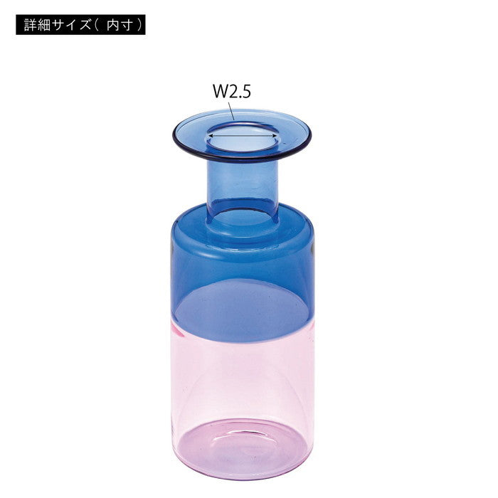 ガラスベース ブルー＆ピンク グリーン＆オレンジ イエロー＆ブルー W6.5×D6.5×H15.5  azu-grs-26の画像