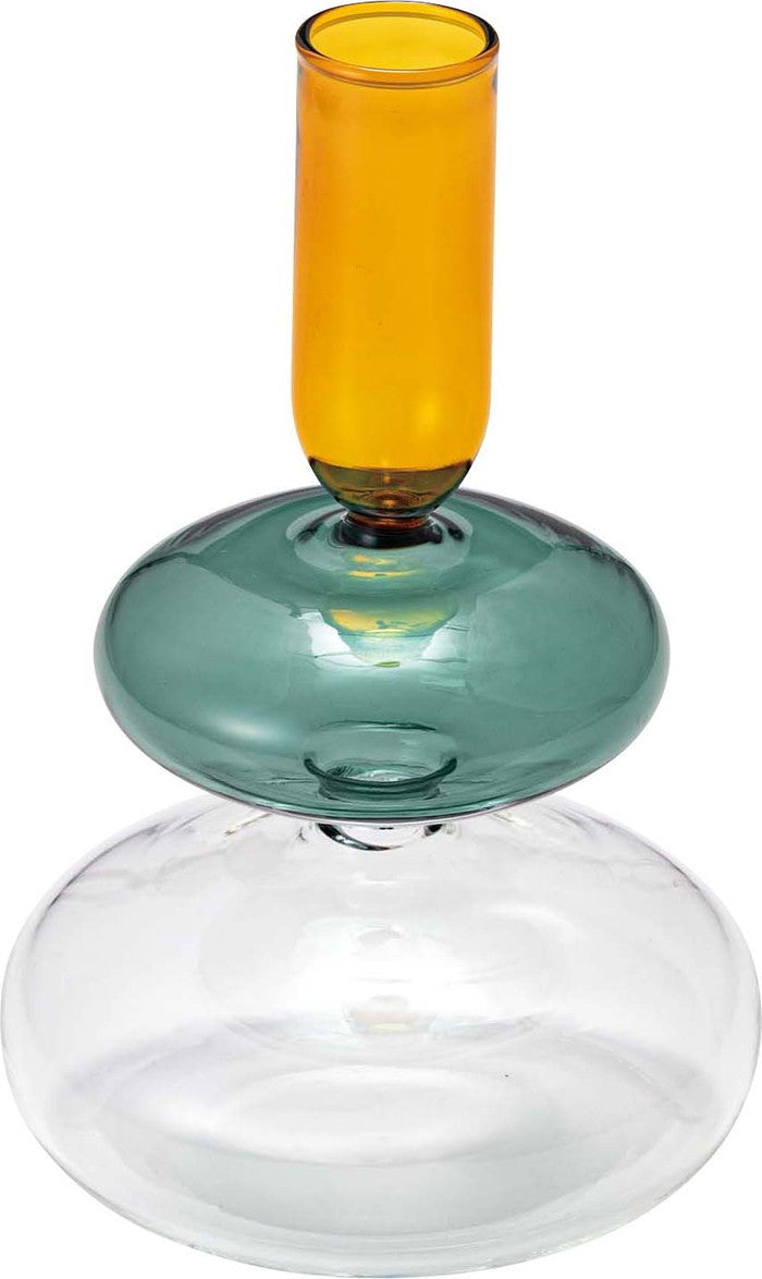 ガラスベース ブルー＆ピンク オレンジ＆グリーン イエロー＆ブルー W10×D10×H15.5  azu-grs-27の画像