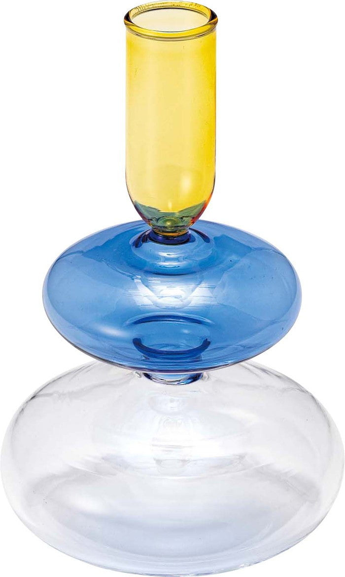 ガラスベース ブルー＆ピンク オレンジ＆グリーン イエロー＆ブルー W10×D10×H15.5  azu-grs-27の画像