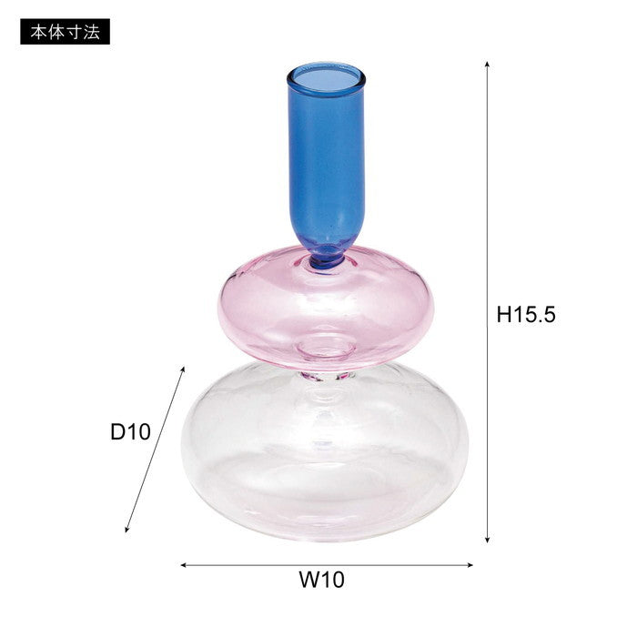 ガラスベース ブルー＆ピンク オレンジ＆グリーン イエロー＆ブルー W10×D10×H15.5  azu-grs-27の画像