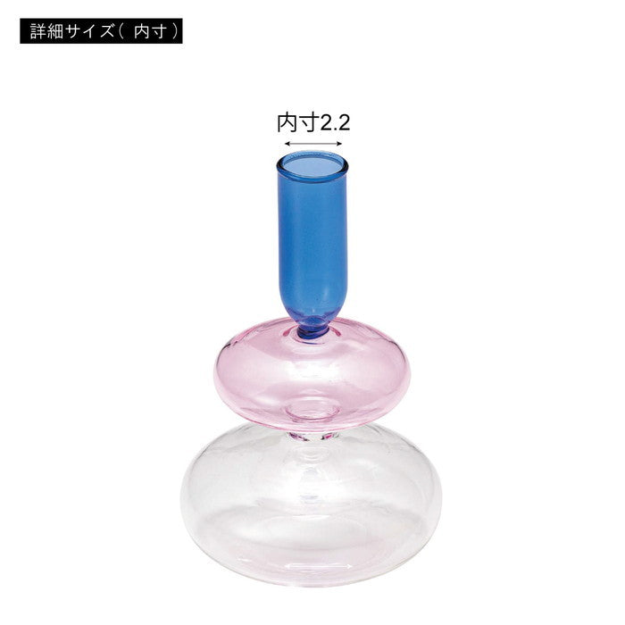 ガラスベース ブルー＆ピンク オレンジ＆グリーン イエロー＆ブルー W10×D10×H15.5  azu-grs-27の画像