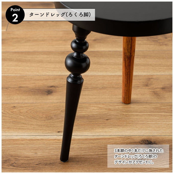 ラウンドサイドテーブル ブラック W35×D35×H45  azu-gt-786の画像