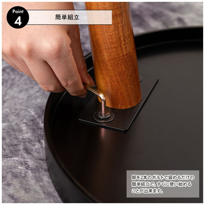 ラウンドサイドテーブル ブラック W35×D35×H45  azu-gt-786の画像