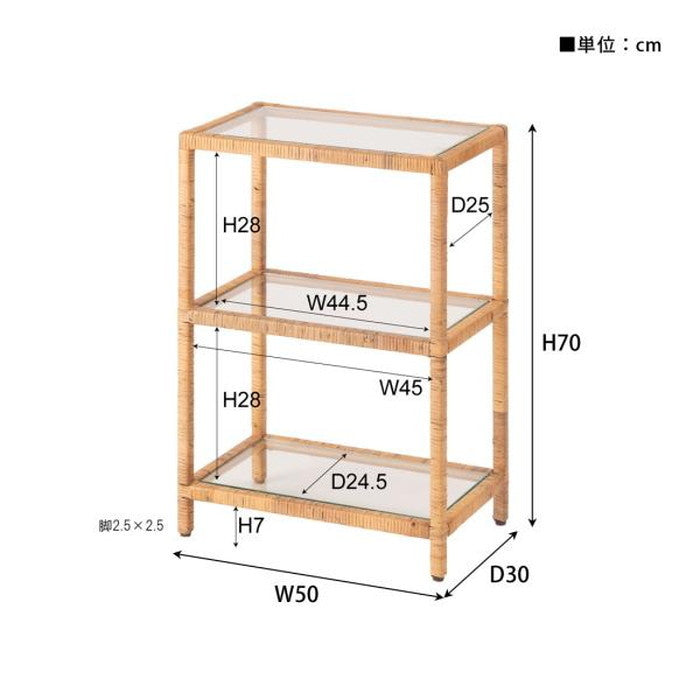 ガラスシェルフW W50×D30×H70  azu-guy-258の画像