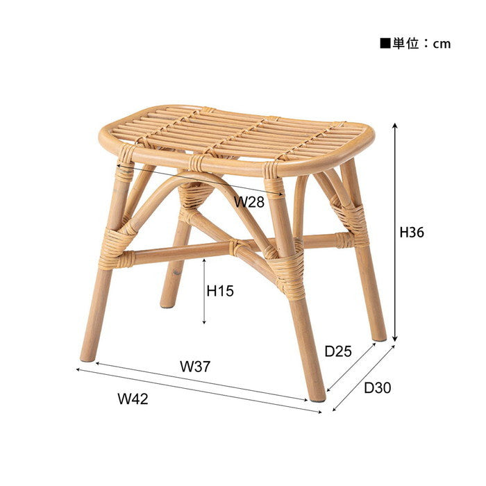 ラタンスツール ナチュラル W42×D30×H36  azu-guy-261の画像