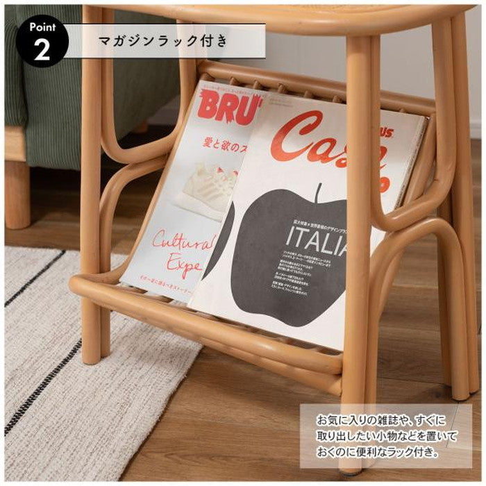 マガジンラック付きサイドテーブル ナチュラル W50×D30×H50  azu-guy-262の画像