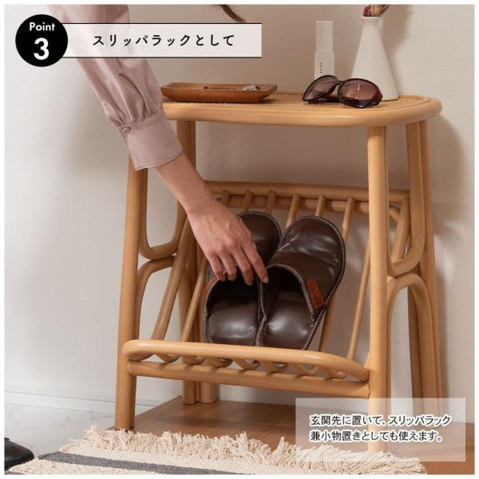 マガジンラック付きサイドテーブル ナチュラル W50×D30×H50  azu-guy-262の画像