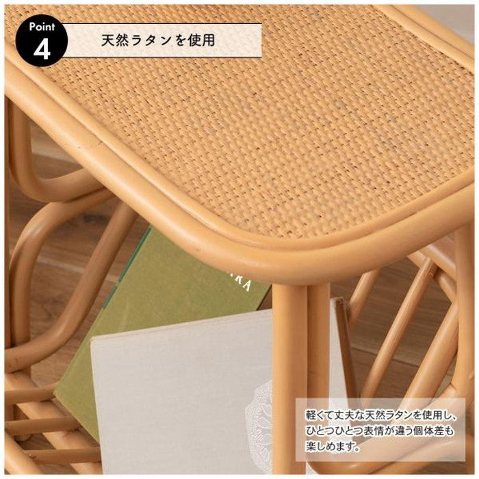 マガジンラック付きサイドテーブル ナチュラル W50×D30×H50  azu-guy-262の画像