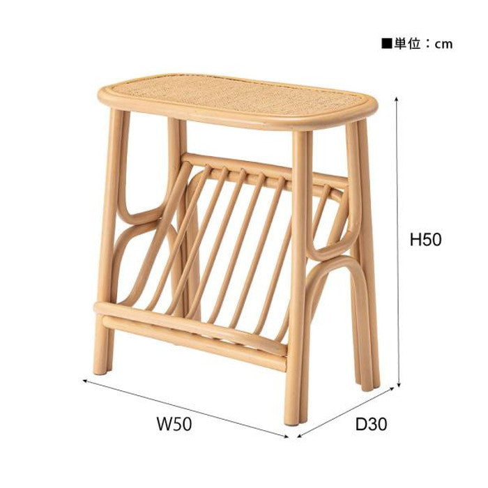 マガジンラック付きサイドテーブル ナチュラル W50×D30×H50  azu-guy-262の画像