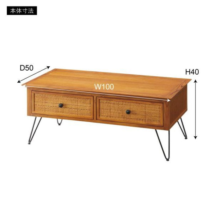 センターテーブル ブラウン W100×D50×H40  azu-guy-371の画像