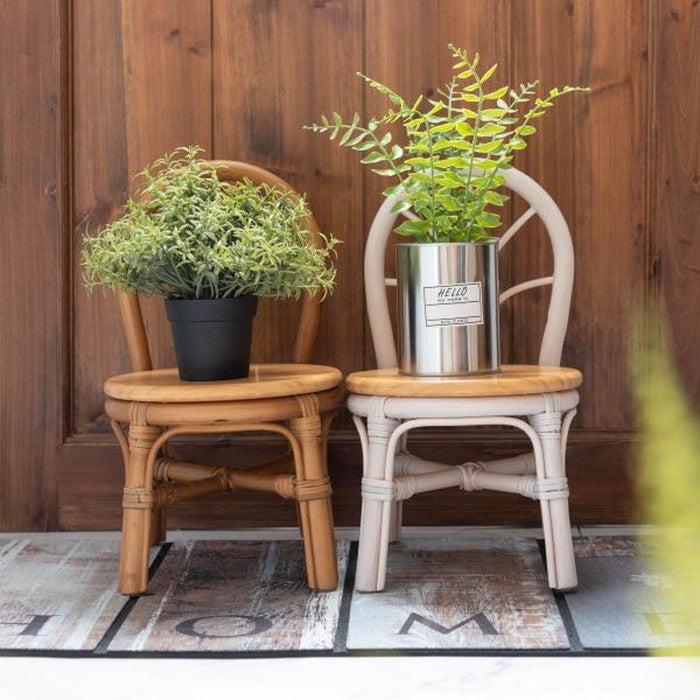 ミニチュアプランター ナチュラル ホワイト W23×D27×H40×SH20 プランター チェア型 ミニチュア ミニチュアプランター おしゃれ ラタン 籐 天然木 パイン ナチュラル ホワイト 椅子型 小さい インテリア 飾る用 花台 azu-guy-929の画像
