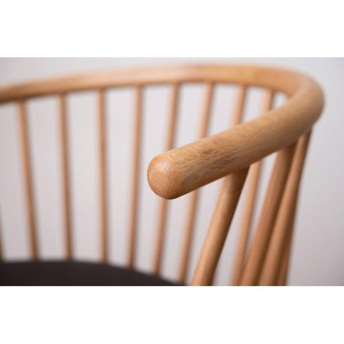 ダイニング チェア ナチュラル ベージュ W52×D52×H73×SH47 チェア 北欧 ナチュラル アームチェア ウィンザーチェア 木製 背もたれ レザー 天然木 オーク azu-hoc-76の画像