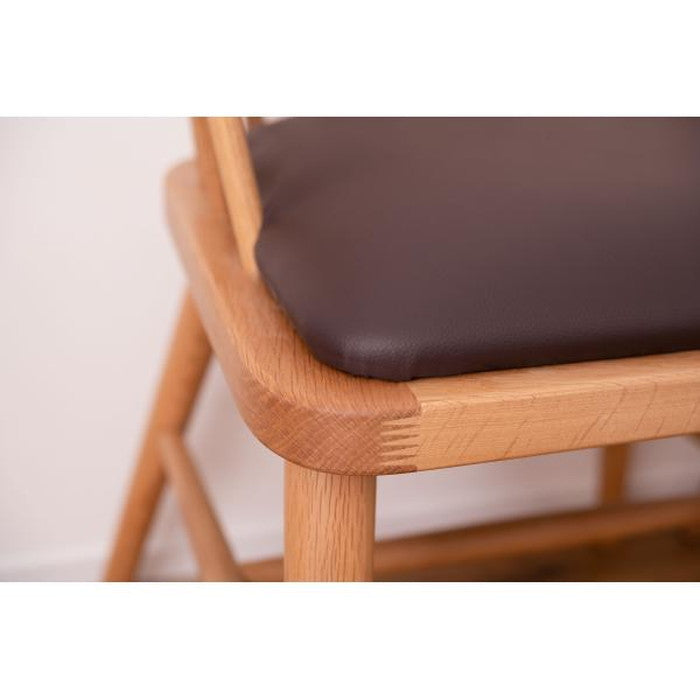 ダイニング チェア ナチュラル ベージュ W52×D52×H73×SH47 チェア 北欧 ナチュラル アームチェア ウィンザーチェア 木製 背もたれ レザー 天然木 オーク azu-hoc-76の画像