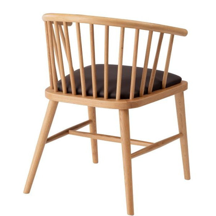 ダイニング チェア ナチュラル ベージュ W52×D52×H73×SH47 チェア 北欧 ナチュラル アームチェア ウィンザーチェア 木製 背もたれ レザー 天然木 オーク azu-hoc-76の画像