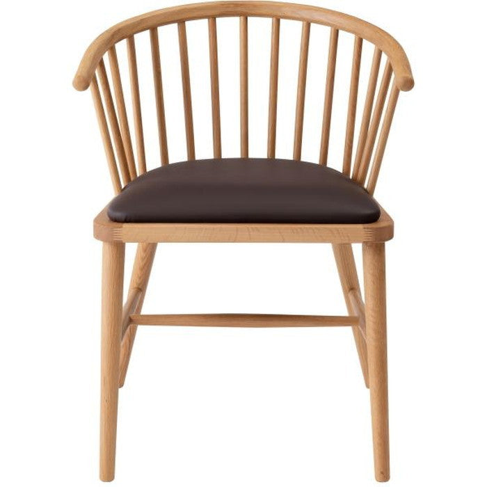 ダイニング チェア ナチュラル ベージュ W52×D52×H73×SH47 チェア 北欧 ナチュラル アームチェア ウィンザーチェア 木製 背もたれ レザー 天然木 オーク azu-hoc-76の画像