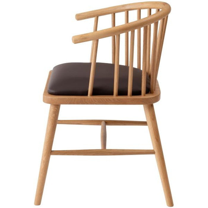 ダイニング チェア ナチュラル ベージュ W52×D52×H73×SH47 チェア 北欧 ナチュラル アームチェア ウィンザーチェア 木製 背もたれ レザー 天然木 オーク azu-hoc-76の画像