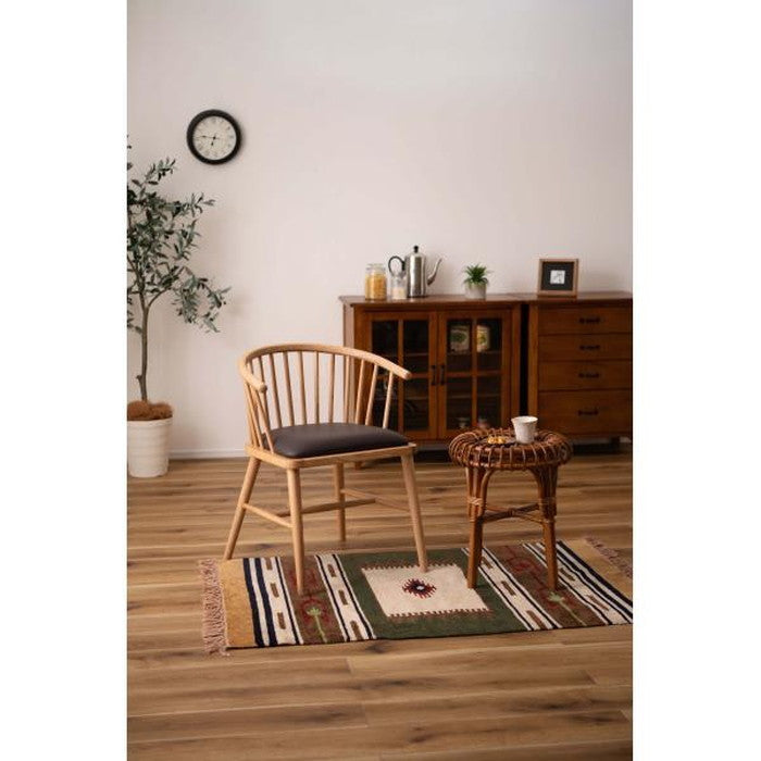 ダイニング チェア ナチュラル ベージュ W52×D52×H73×SH47 チェア 北欧 ナチュラル アームチェア ウィンザーチェア 木製 背もたれ レザー 天然木 オーク azu-hoc-76の画像