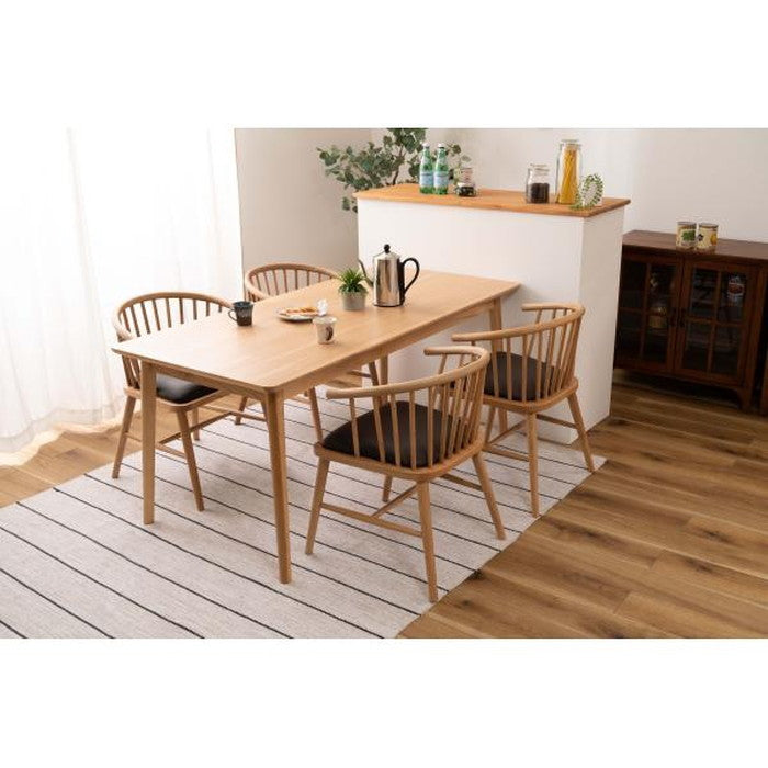 ダイニング チェア ナチュラル ベージュ W52×D52×H73×SH47 チェア 北欧 ナチュラル アームチェア ウィンザーチェア 木製 背もたれ レザー 天然木 オーク azu-hoc-76の画像