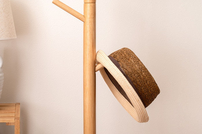 ポールハンガー ナチュラル W50×D50×H169 ポールハンガー ハンガー 収納 コートハンガー 帽子 天然木 シンプル おしゃれ 北欧 韓国インテリア ナチュラル azu-how-007の画像