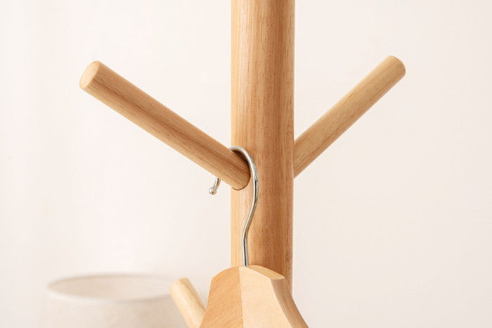 ポールハンガー ナチュラル W50×D50×H169 ポールハンガー ハンガー 収納 コートハンガー 帽子 天然木 シンプル おしゃれ 北欧 韓国インテリア ナチュラル azu-how-007の画像