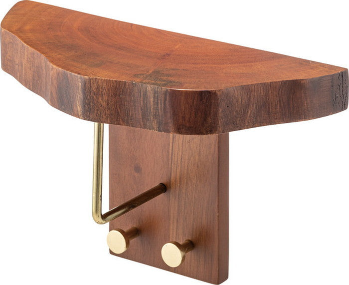 タオルハンガー ブラウン 約W30×D14×H18 タオルハンガー タオル掛け タオルホルダー 壁掛け 収納 収納棚 木製 天然木 ブラウン マホガニー材 マホガニー 木 おしゃれ シンプル ナチュラル 北欧 カントリー カントリー調 ゴールド 金 金色 azu-jw-223の画像