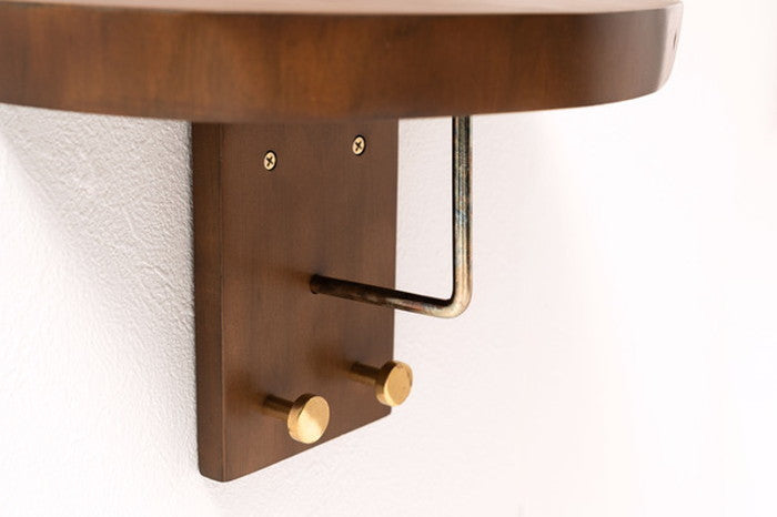 タオルハンガー ブラウン 約W30×D14×H18 タオルハンガー タオル掛け タオルホルダー 壁掛け 収納 収納棚 木製 天然木 ブラウン マホガニー材 マホガニー 木 おしゃれ シンプル ナチュラル 北欧 カントリー カントリー調 ゴールド 金 金色 azu-jw-223の画像