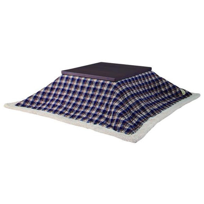 薄掛 コタツ布団 こたつ 正方形 チェック ブルー W190×D190  azu-kk-103の画像