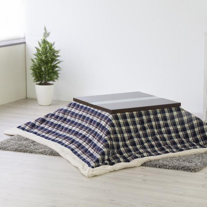 薄掛 コタツ布団 こたつ 正方形 チェック ブルー W190×D190  azu-kk-103の画像