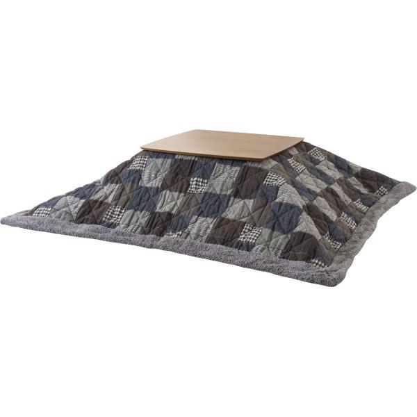 薄掛 コタツ布団 こたつ 正方形 ネイビー オレンジ W190×D190  azu-kk-133の画像