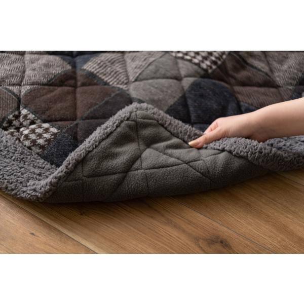 薄掛 コタツ布団 こたつ 正方形 ネイビー オレンジ W190×D190  azu-kk-133の画像