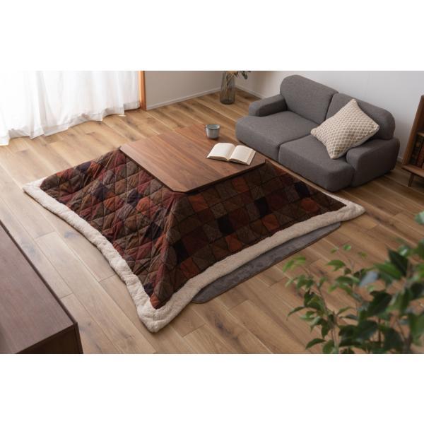 薄掛 コタツ布団 こたつ 正方形 ネイビー オレンジ W190×D190  azu-kk-133の画像