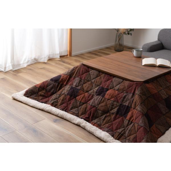 薄掛 コタツ布団 こたつ 正方形 ネイビー オレンジ W190×D190  azu-kk-133の画像