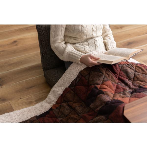 薄掛 コタツ布団 こたつ 正方形 ネイビー オレンジ W190×D190  azu-kk-133の画像