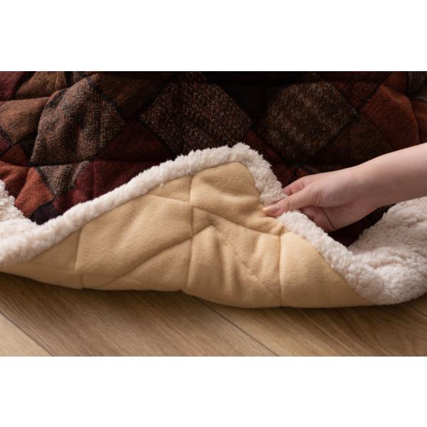 薄掛 コタツ布団 こたつ 正方形 ネイビー オレンジ W190×D190  azu-kk-133の画像