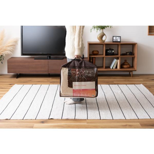 薄掛 コタツ布団 こたつ 正方形 ネイビー オレンジ W190×D190  azu-kk-133の画像