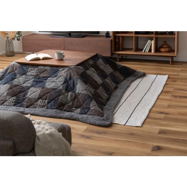 薄掛 コタツ布団 こたつ 正方形 ネイビー オレンジ W190×D190  azu-kk-133の画像