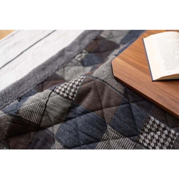 薄掛 コタツ布団 こたつ 正方形 ネイビー オレンジ W190×D190  azu-kk-133の画像