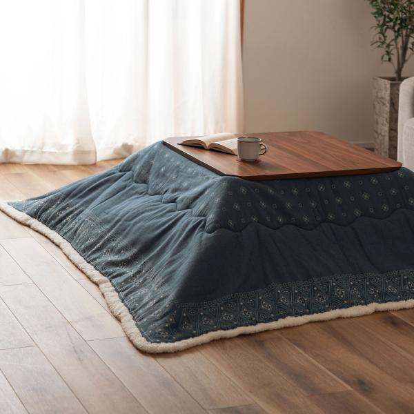 薄掛 コタツ布団 こたつ 正方形 インディゴ W185×D185  azu-kk-137の画像