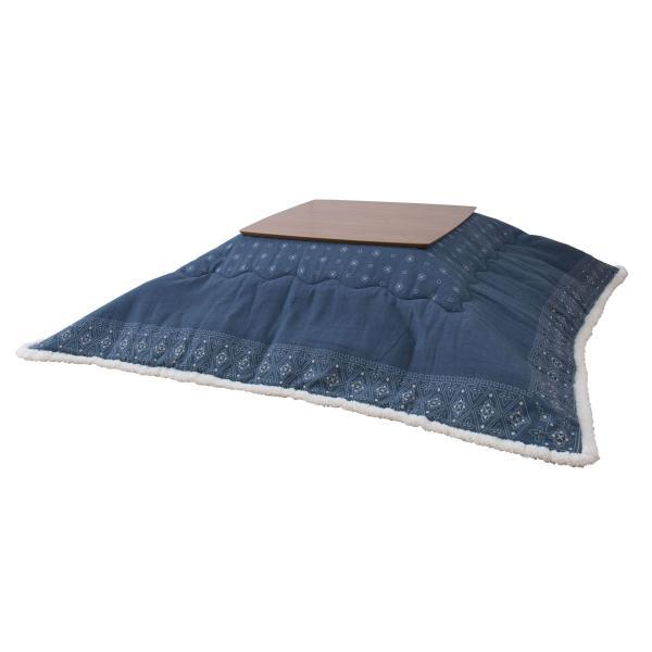 薄掛 コタツ布団 こたつ 正方形 インディゴ W185×D185  azu-kk-137の画像