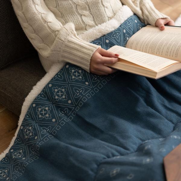 薄掛 コタツ布団 こたつ 正方形 インディゴ W185×D185  azu-kk-137の画像