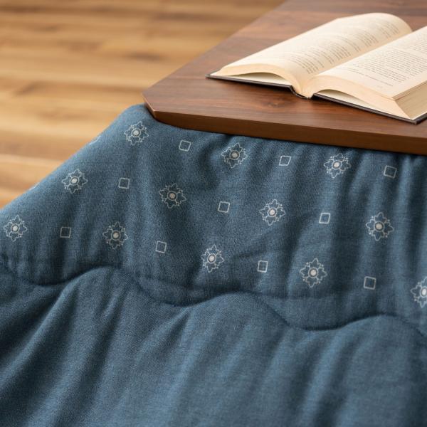 薄掛 コタツ布団 こたつ 正方形 インディゴ W185×D185  azu-kk-137の画像