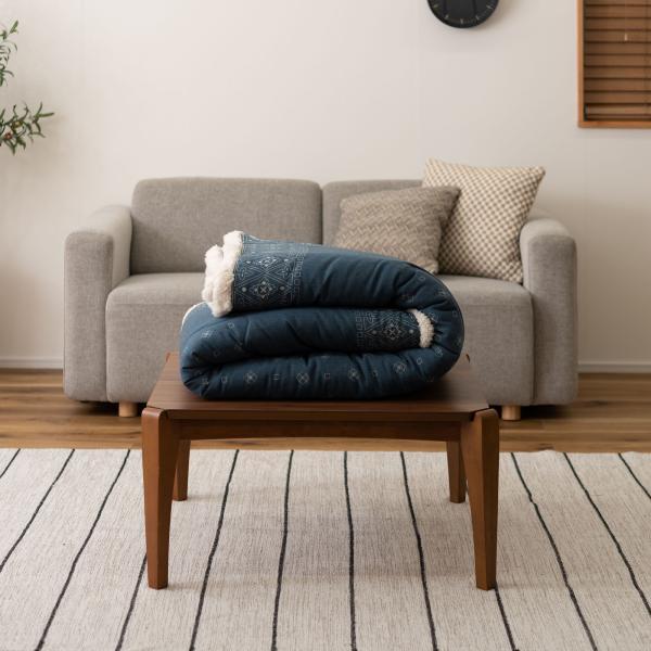 薄掛 コタツ布団 こたつ 正方形 インディゴ W185×D185  azu-kk-137の画像