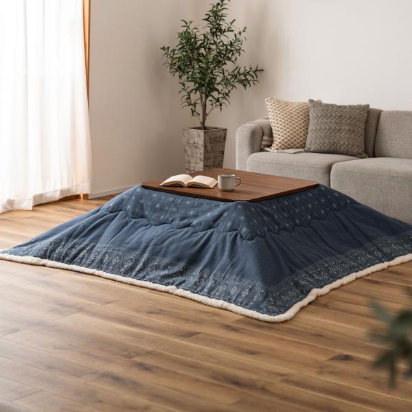 薄掛 コタツ布団 こたつ 正方形 インディゴ W185×D185  azu-kk-137の画像