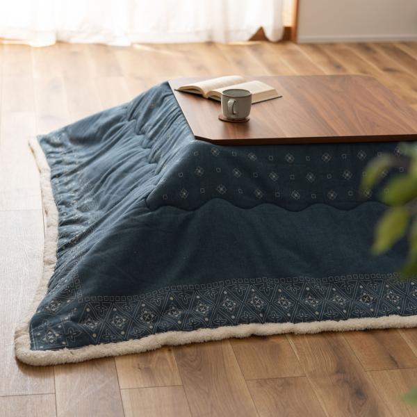 薄掛 コタツ布団 こたつ 正方形 インディゴ W185×D185  azu-kk-137の画像