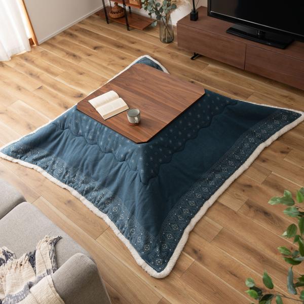 薄掛 コタツ布団 こたつ 正方形 インディゴ W185×D185  azu-kk-137の画像